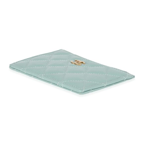 Chanel CC Green Glitter Caviar Zip Card Holder - Picture 7 of 7